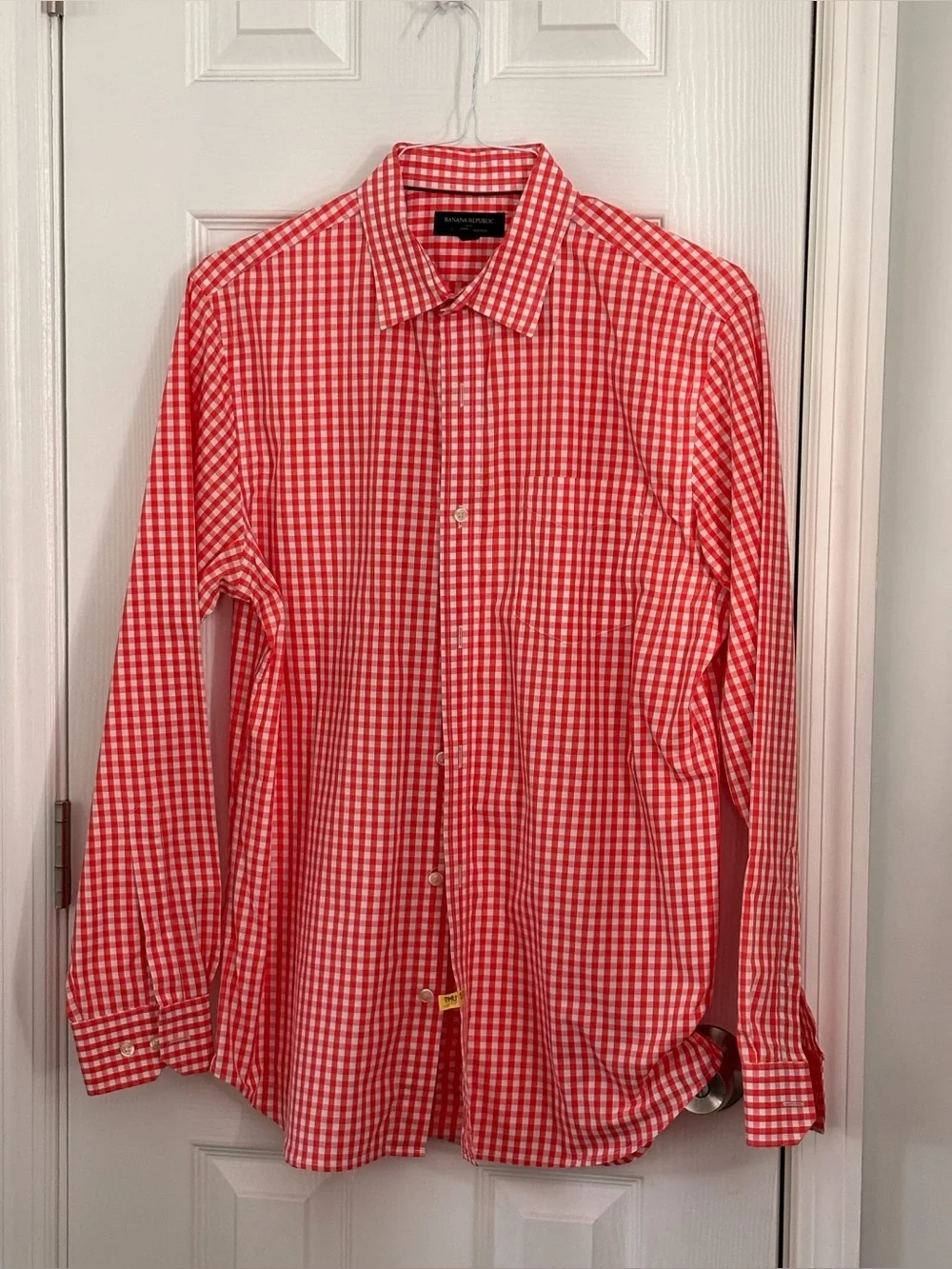 Banana Republic Red and White Gingham Button Down Shirt